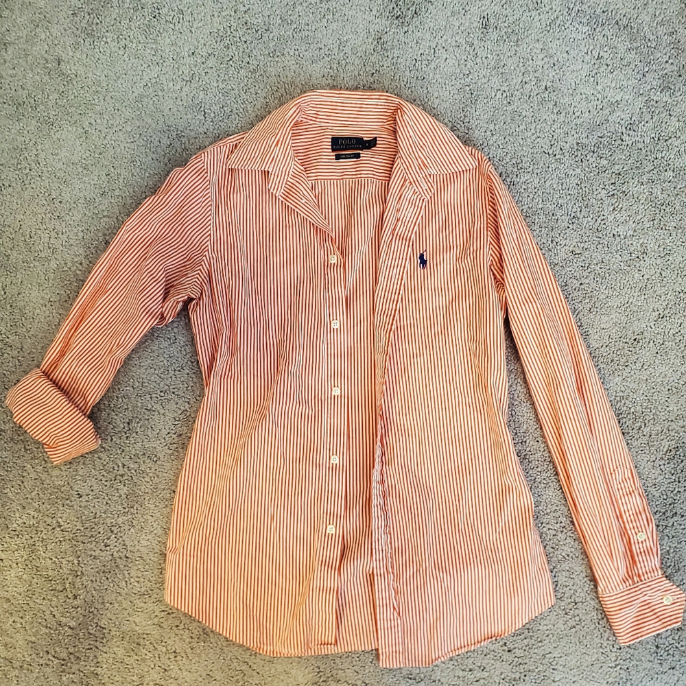 Orange Stripped Polo Button Down